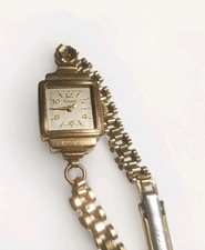 1955 VINTAGE 9CT GOLD ROTARY LADIES WATCH 9K CASE & ROLLED GOLD STRAP NO GLASS