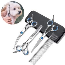 Pet Dog Cat Grooming Scissors Stainless Steel Cutting Thinning Curved Trimmer