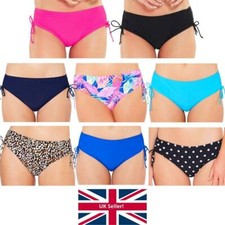Scuba Womens High Waist Swim Briefs Mix Match Plain Print Deep Side Bottoms UK