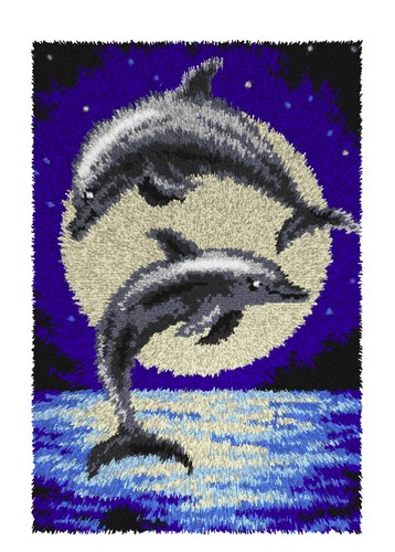 Dolphins latch hook kit rug - latch, kit,