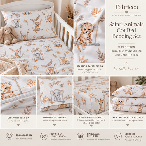 Beige safari cot bedding set - bedding,