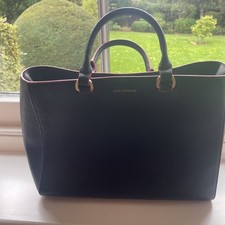 Lulu Guinness Black Leather Amelia Tote Bag With Red Piping