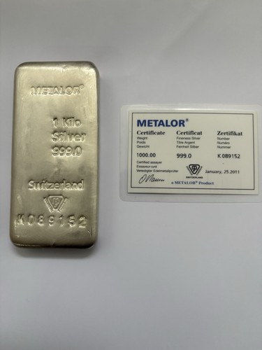 1kg silver bullion bar metalor - bullion,