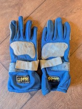 Junior OMP Karting Gloves Blue And Grey Used