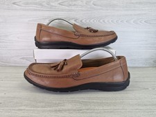 M&S Mens Brown Leather Tassled Slip-on Driving Loafers Size UK 11