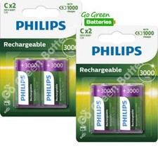 4 x Philips C Size 3000 mAh