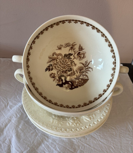 Wedgwood bullfinch soup bowls - bullfinch,