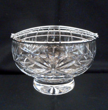 Cut crystal rose bowl & chrome