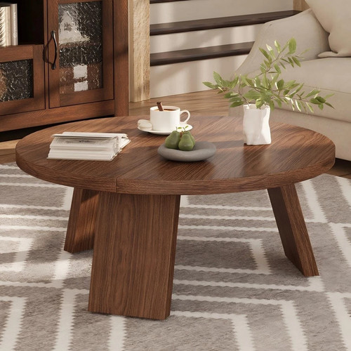 Wooden round coffee table - round,