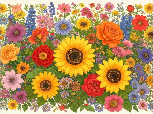 Tile mural colorful flowers - mural,