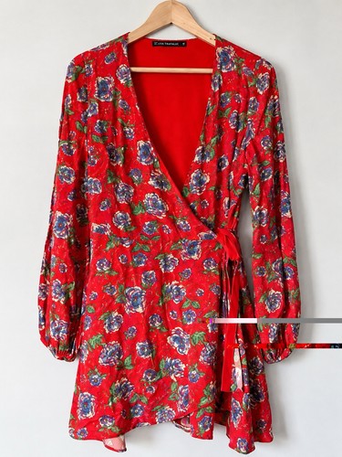 Zara trafaluc red floral - zara,