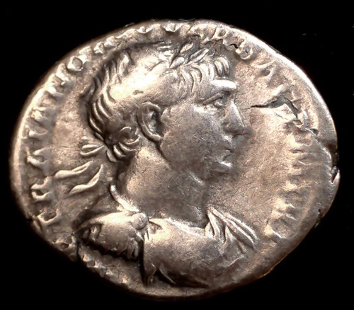 Trajan denarius avf - trajan,, ar