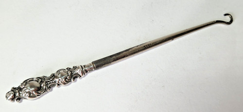 Antique silver handled button - silver,