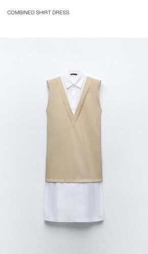 Zara beige white solid shirt - beige/white,