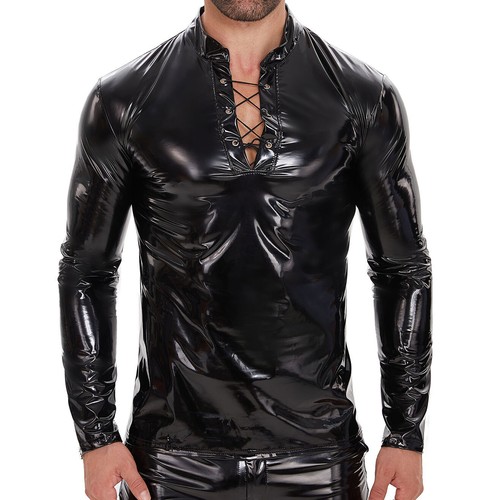 Men glossy latex leather - men's,