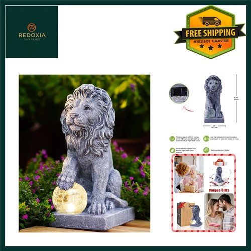 Majestic solar lion statue - lion,