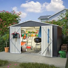 Garden shed 10x8ft metal apex - metal,