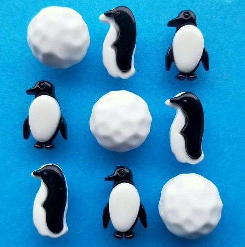 Penguins craft buttons - craft, galore