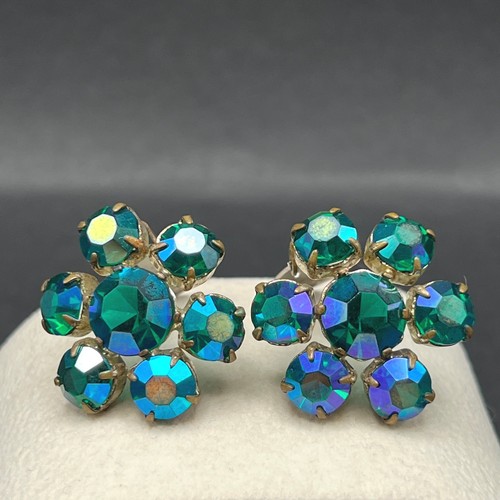Vintage clip earrings green - vintage,