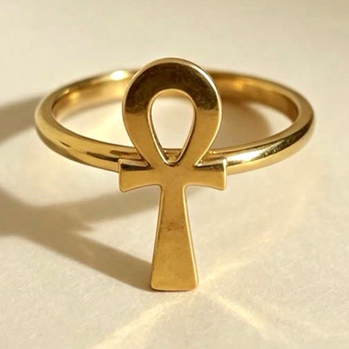 Gold tone ankh - symbol, band