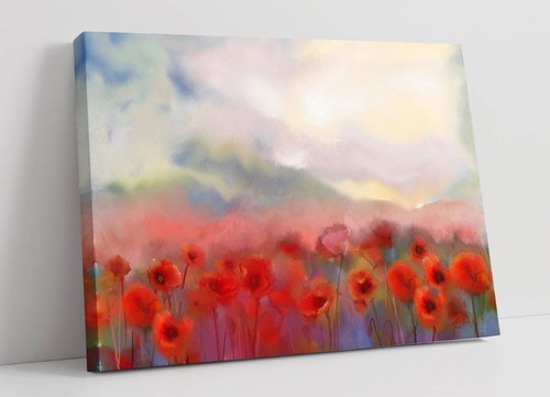 Red poppy flower field - red, blurred