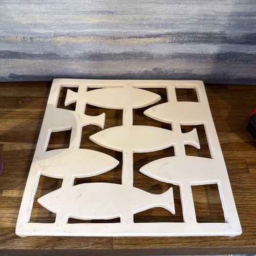 Beautiful vintage cream trivet - vintage,