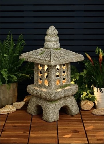 Solar led rustic pagoda - led,