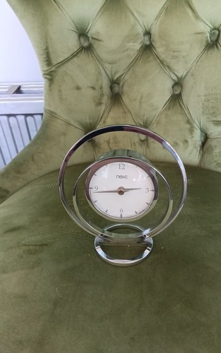 Next silver chrome desk clock - silver,