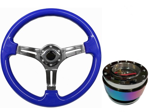 Blue chrome steering - steering, wheel