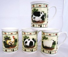 Farm yard mug set bone - of, 4