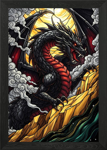 Stained glass dragon - glass,