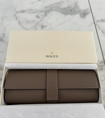 Rolex taupe leather watch - leather,