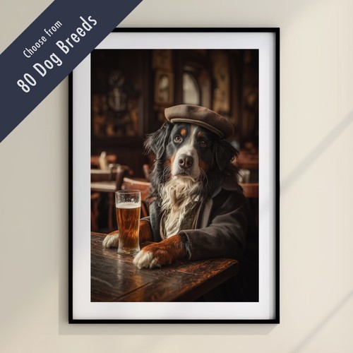Funny dog drinking beer - dog, at