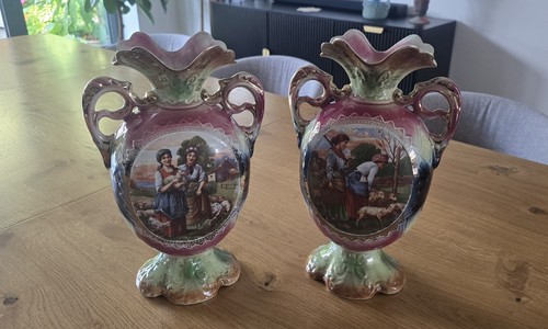 Antique pictorial urn vases