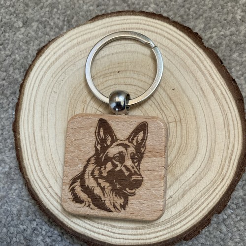 German shepherd keyring - shepherd, wooden