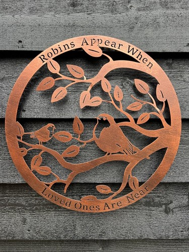 40cm wall art bronze robins - 40cm,