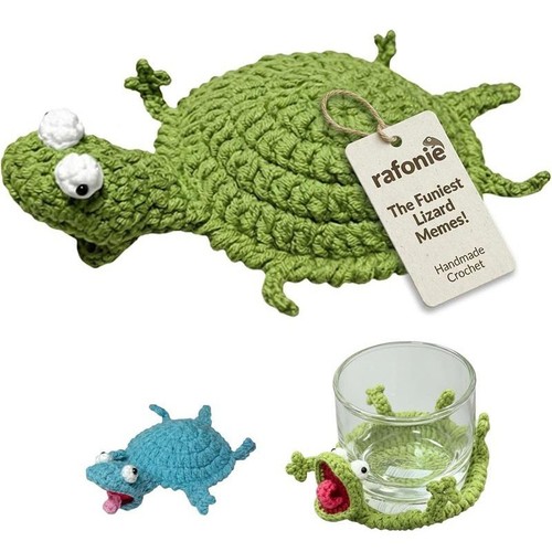 Crochet lizard coaster - coaster,, fun