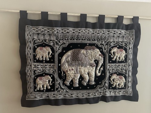 Embroidered elephant wall - embroidered,