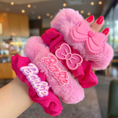 Barbie pink scrunchies - scrunchies, plush