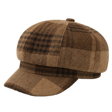 Brown tweed check baker boy - tweed,