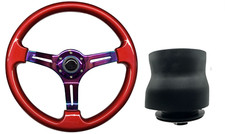 Red Neo Chrome TS Steering Wheel + Boss Kit for VOLKSWAGEN VW T4 1996 - 2003