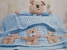 KNITTING PATTERN for Baby Blanket / Pram /Comforter Teddy DK (696)