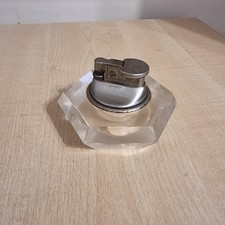 Vintage Mid-Century Crystal Lucite Table Lighter/Gas Insert_Retro Barware Decor