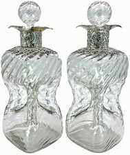 Victorian Silver Mounted Glug Glug Decanters by William Comyns – 1900