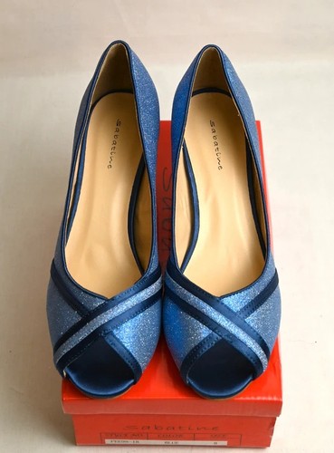 Blue glitter peep toe - blue,
