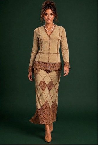 Suede leather skirt suit size - suede,