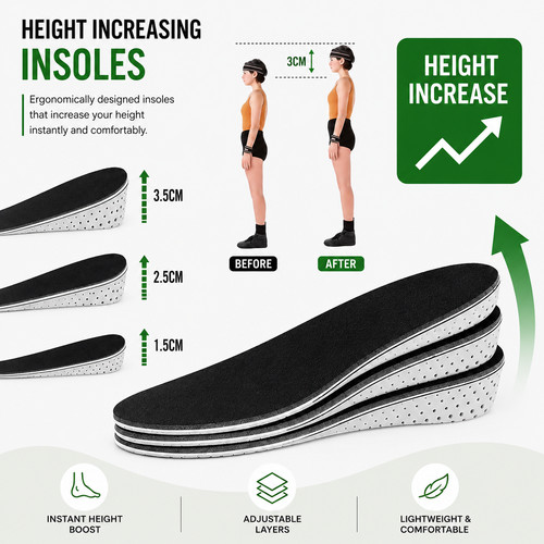Height increase insoles men - height,
