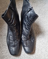 Gabor Black Leather Ankle Boots Size 7 With Heel