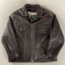 Vintage leather trucker jacket - leather,