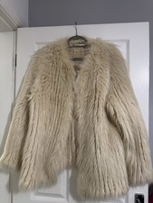 River Island Cream Faux Fur Coat